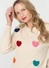 Izabel London Beige Heart Embellished Batwing Sleeve Jumper - M/L Image 3