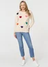 Izabel London Beige Heart Embellished Batwing Sleeve Jumper - M/L Image 4