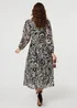 Izabel London Black Printed Layered Long Sleeve Maxi Dress - 16 Image 2