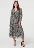 Izabel London Black Printed Layered Long Sleeve Maxi Dress - 16 Image 1