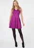 Izabel London Purple Faux Suede Knee Length Skater Dress - 8 Image 4