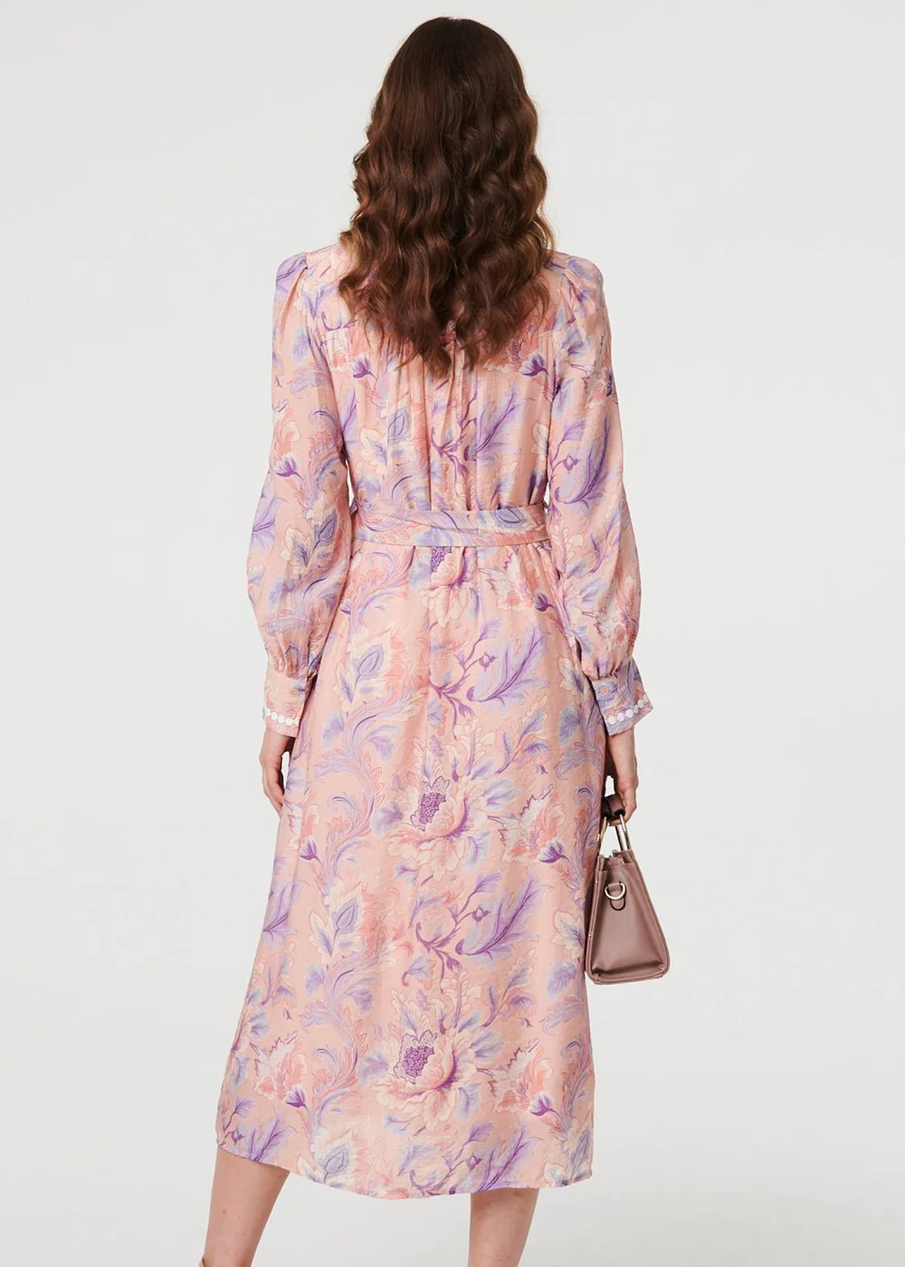 Izabel London Pink Floral Embellished Midi Shirt Dress - 10 Image 2