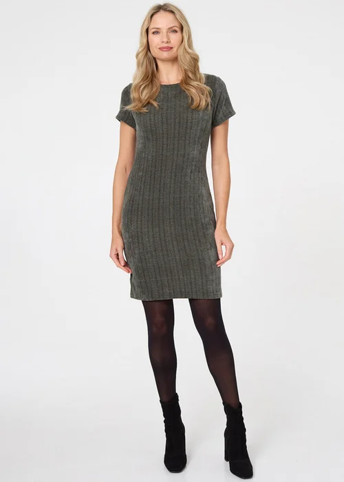 Izabel London Khaki Textured Cap Sleeve Short Bodycon Dress - 8 Image 4
