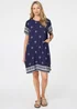 Izabel London Navy Border Print Knee Length Shift Dress - 12 Image 4