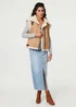 Izabel London Beige Faux Suede Fur Lined Sleeveless Gilet - S/M Image 4