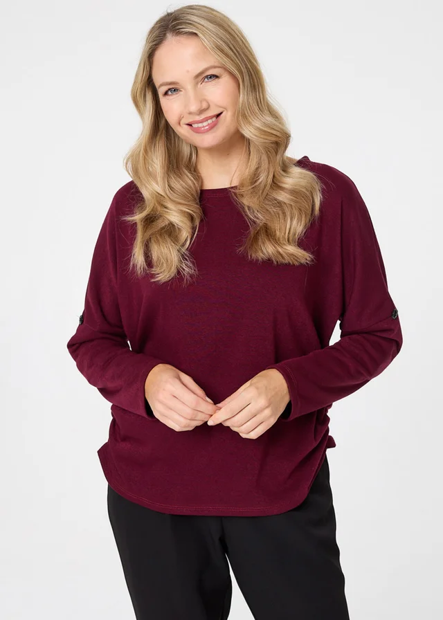 Izabel London Red Relaxed Batwing Sleeve Slouchy Jumper