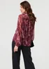 Izabel London Purple Floral Semi Sheer Tie Neck Blouse - 18 Image 4