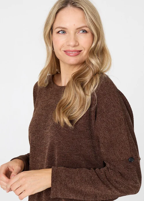 Izabel London Brown Metallic Textured Batwing Sleeve Jumper - 8 Image 3