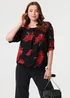 Izabel London Red Floral Semi Sheer Puff Sleeve Blouse - 10 Image 4