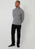 Threadbare Grey Textured Cable Knit Quarter Zip Jumper - Extra Large Image 3