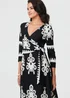 Izabel London Black Ikat Print 3/4 Sleeve Wrap Maxi Dress - 10 Image 4