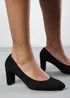Where's That From Wide-Fit Livia Black Suede Mid Block Heel - Size 5 Image 1