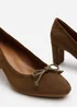Where's That From Wide-Fit Oceana Khaki Suede Block Heel Pumps - Size 9 Image 5