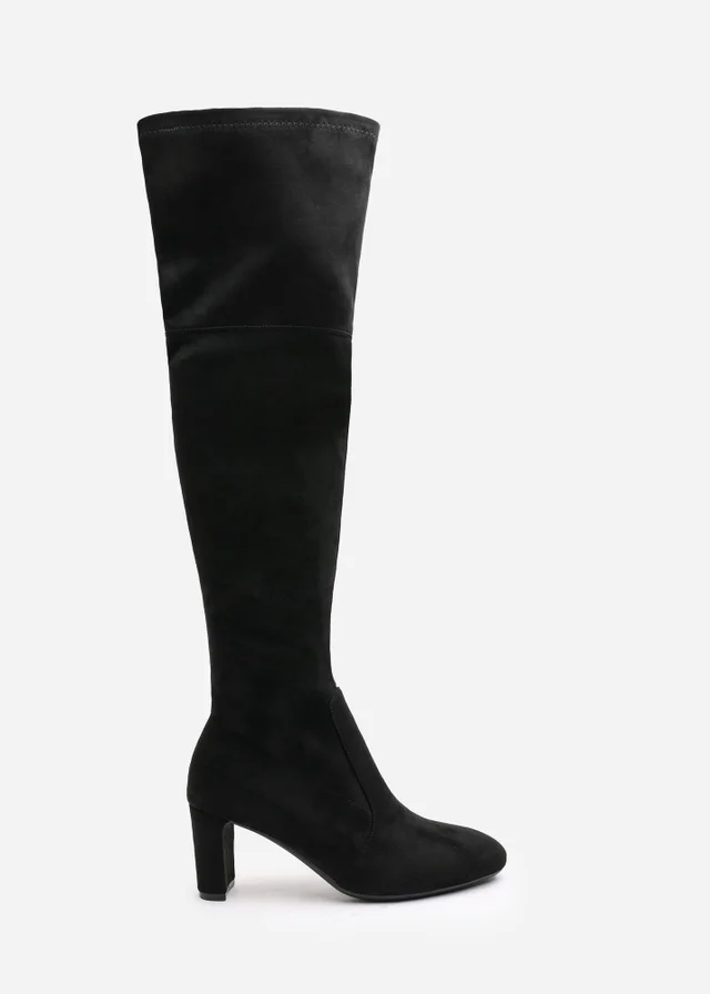 Where's That From Winnie Black Suede Low Kitten Heels