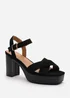 Where's That From Riya Black Suede Block Heel Sandals - Size 5 Image 3