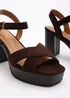 Where's That From Riya Brown Suede Block Heel Sandals - Size 5 Image 5