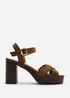 Where's That From Riya Khaki Suede Block Heel Sandals - Size 8 Image 2