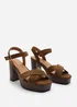 Where's That From Riya Khaki Suede Block Heel Sandals - Size 8 Image 4