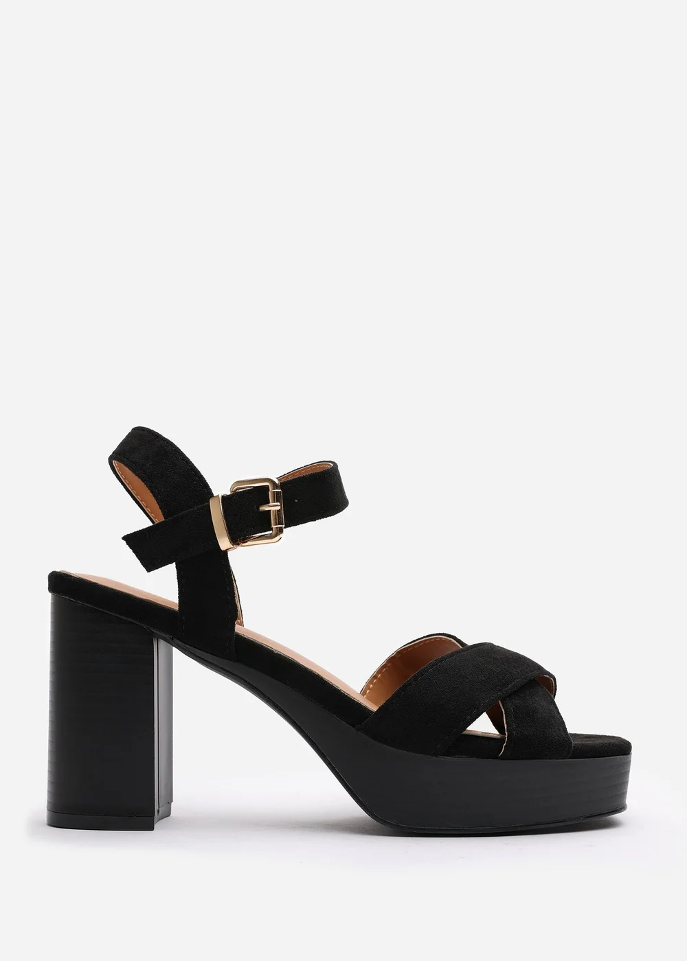 Where's That From Wide-Fit Riya Black Suede Block Heel Sandals - Size 9 Image 2