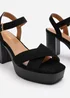 Where's That From Wide-Fit Riya Black Suede Block Heel Sandals - Size 9 Image 4