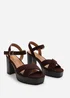 Where's That From Wide-Fit Riya Brown Suede Block Heel Sandals - Size 8 Image 4