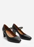 Where's That From Wide Fit Nolan Black PU Block Heel - Size 4 Image 3