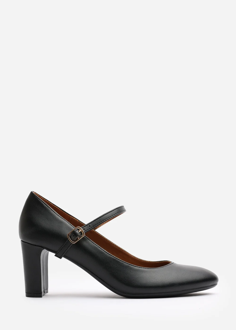 Where's That From Wide Fit Nolan Black PU Block Heel - Size 4 Image 2