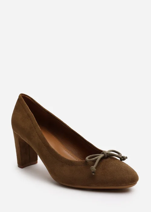 Where's That From Oceana Khaki Faux Suede Block Heel Pumps - 6 Image 3