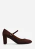 Where's That From Wide Fit Nolan Brown Suede Block Heel - Size 4 Image 2