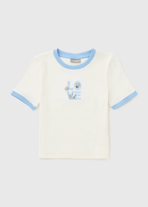 Girls Cream Love Ribbed Top (7-15yrs) - Age 7 Years Image 1