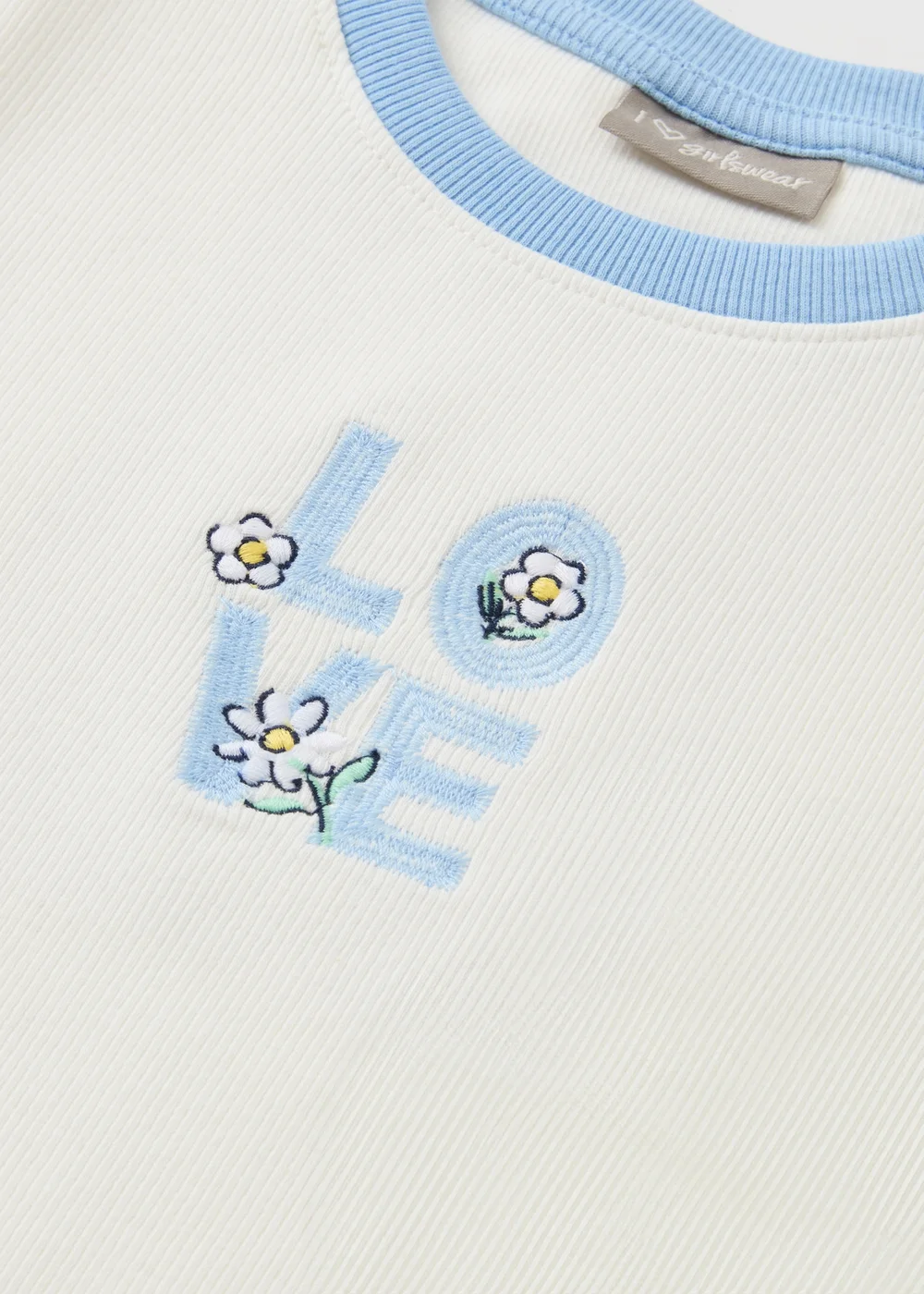 Girls Cream Love Ribbed Top (7-15yrs) - Age 7 Years Image 2