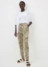 Khaki Leaf Print Harem Trousers - Size 8 Image 1