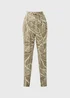 Khaki Leaf Print Harem Trousers - Size 8 Image 4
