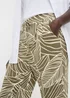 Khaki Leaf Print Harem Trousers - Size 8 Image 3