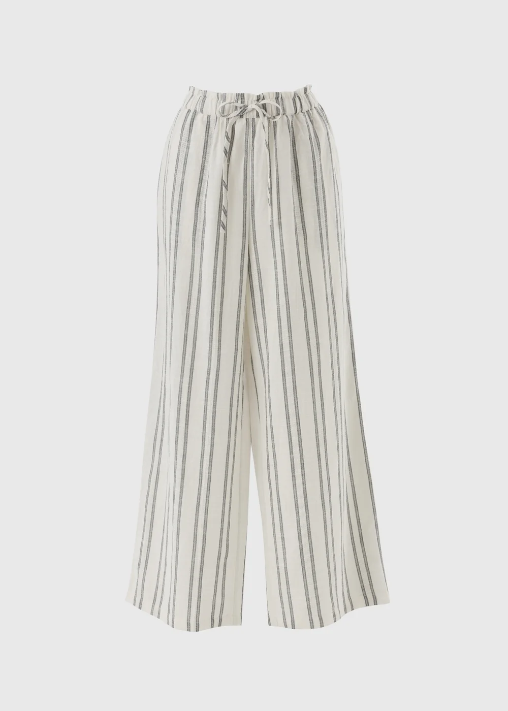 Cream Stripe Wide Leg Co Ord Trousers - Size 08 29 leg Image 1
