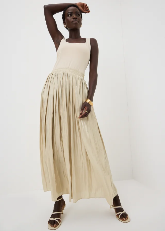 Et Vous Taupe Pleated Midi Co Ord Skirt