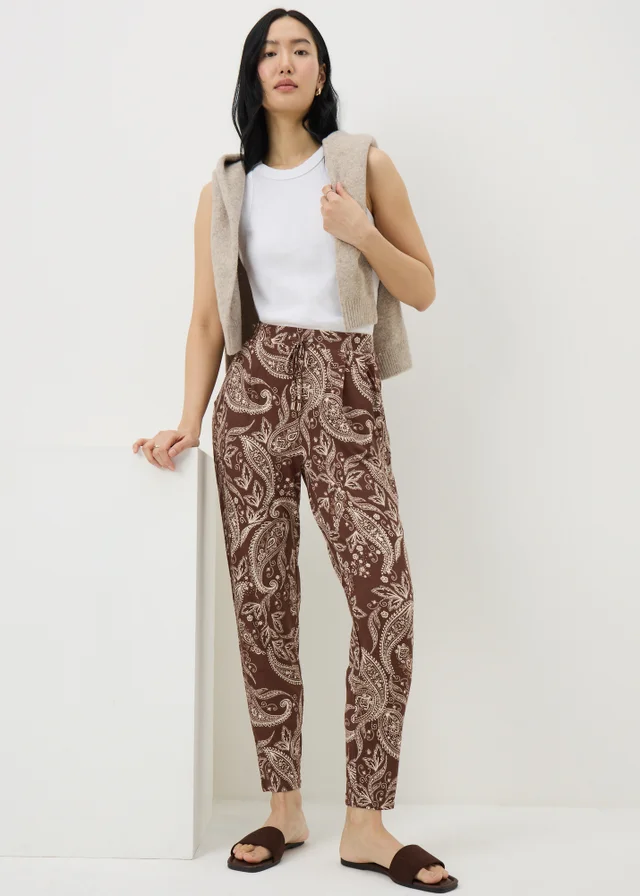 Chocolate Brown Paisley Print Harem Trousers
