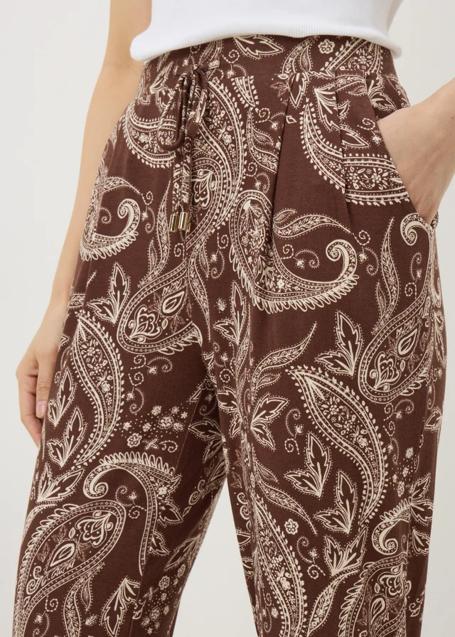 Chocolate Brown Paisley Print Harem Trousers
