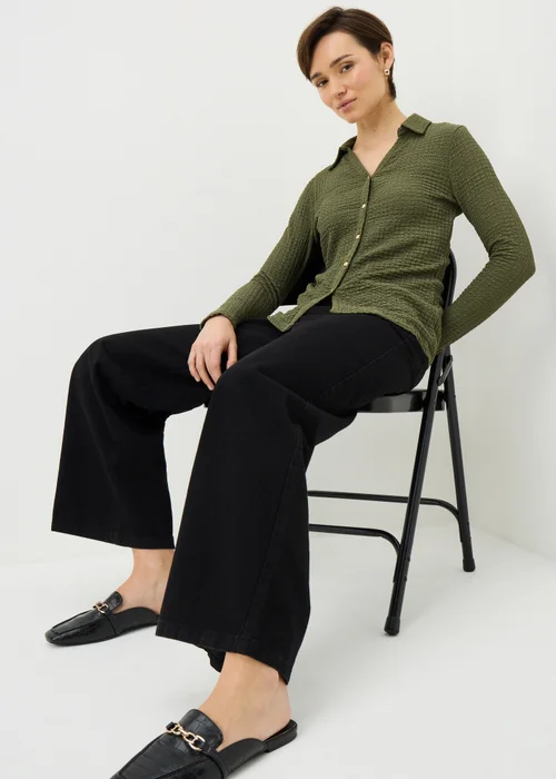 Khaki Textured Shirt - Size 8 Image 2