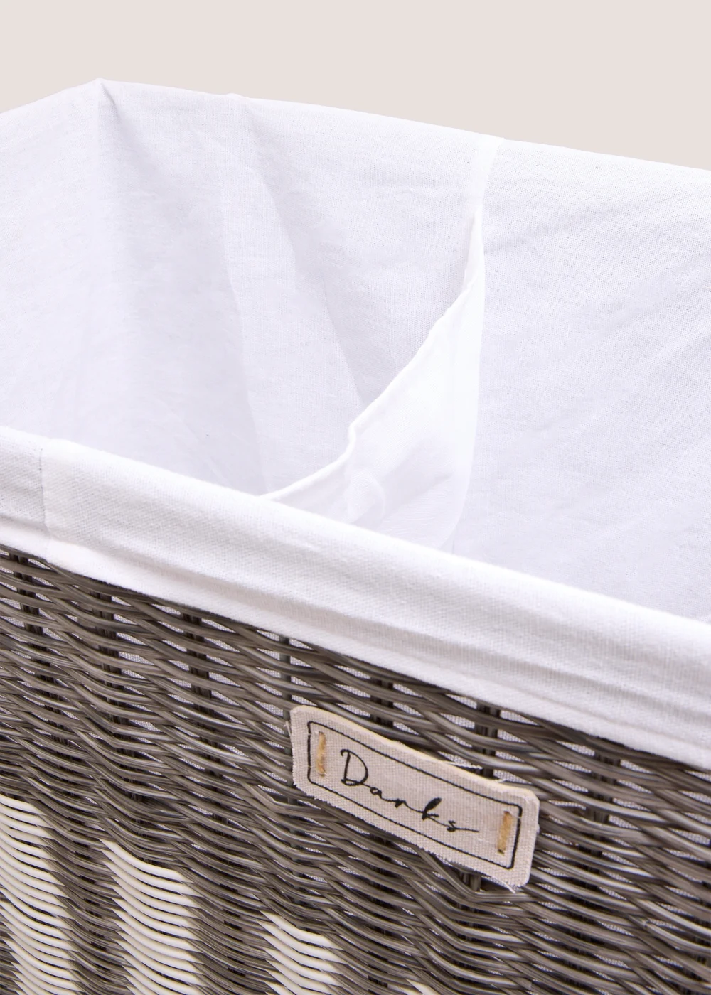 Grey Wicker Laundry & Darks Basket Image 2