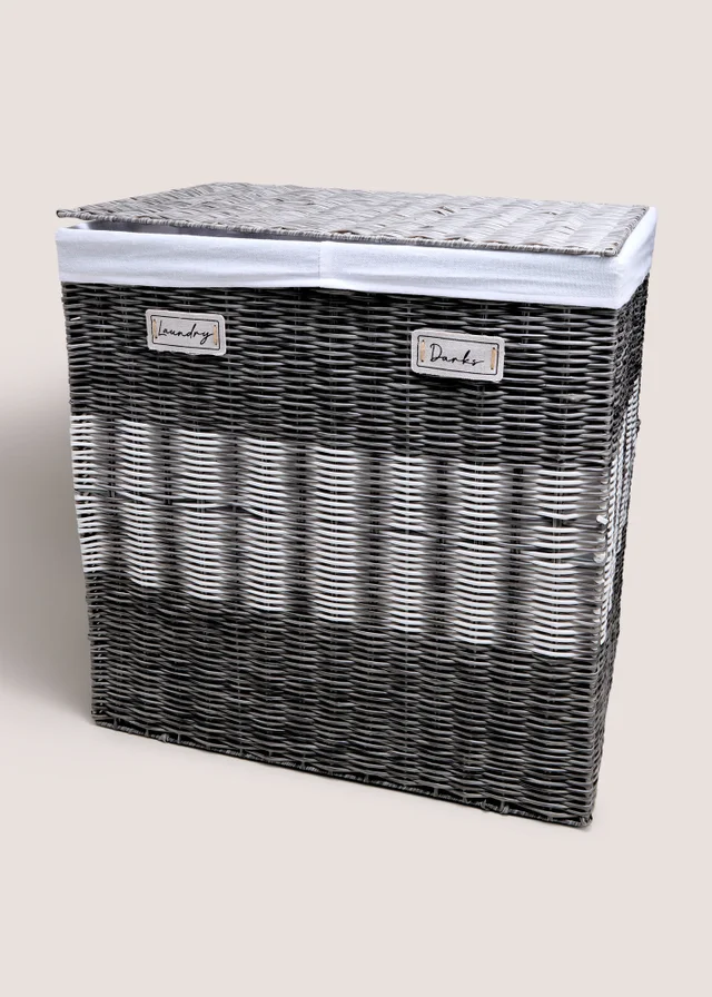 Grey Wicker Laundry & Darks Basket