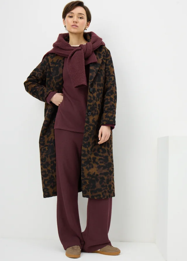 Burgundy Soft Touch Co Ord Wide Leg Trousers