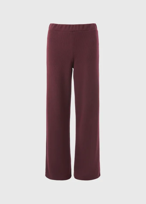 Burgundy Soft Touch Co Ord Wide Leg Trousers - Size 08 29 leg Image 4