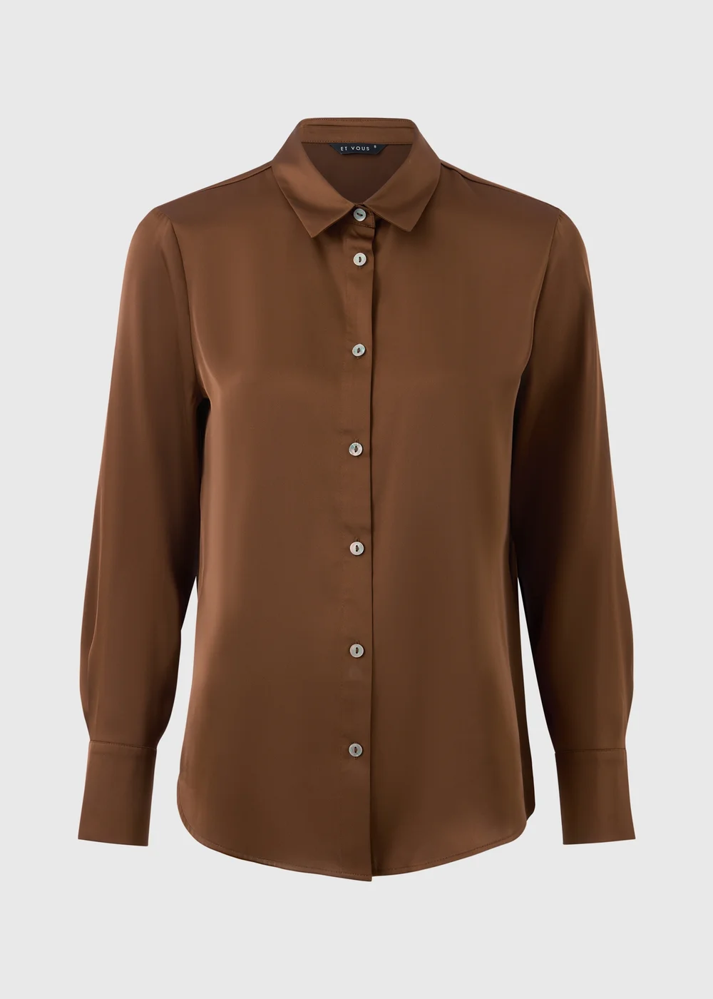 Et Vous Chocolate Brown Satin Shirt - 20 Image 3