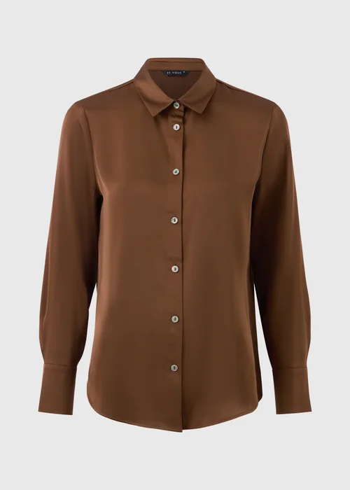 Et Vous Chocolate Brown Satin Shirt - 20 Image 3