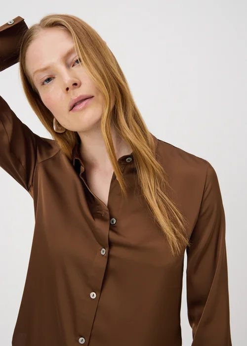 Et Vous Chocolate Brown Satin Shirt - 20 Image 2