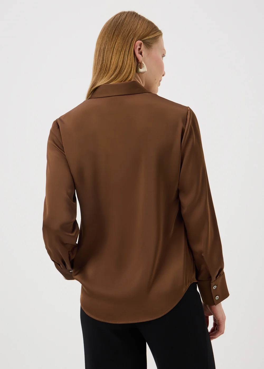 Et Vous Chocolate Brown Satin Shirt - 20 Image 1