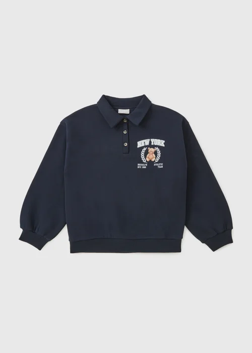Girls Navy Bear Polo Sweatshirt (7-15yrs) - Age 7 Years Image 1