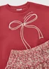 Girls Red Ditsy Bow Sweatshirt & Skirt Set (7-15yrs) - Age 7 Years Image 2