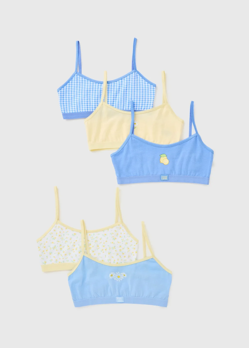 5 Pack Girls Blue Daisy Crop Tops (6-14yrs) - Age 14 Years Image 1